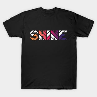 Shine Striped Colorful Inspirational Motivational Single Word Modern Design T-Shirt